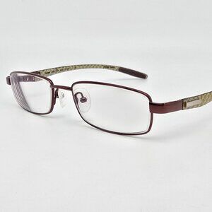 Tura Mod. T104 Brown Silver Carbon Fiber Eyeglasses Frame w/ Case 51-17-135